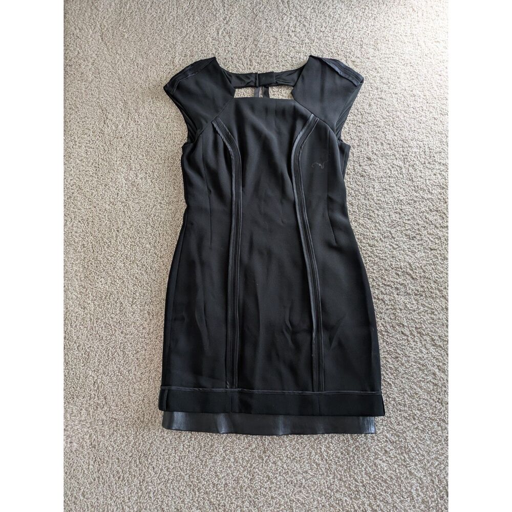 Rag and Bone Black Cutout Faux Leather Trim Sheath Dress Sz 4